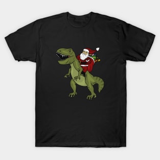 Dinosaur Christmas Gift Xmas T Rex Santa Funny T-Shirt